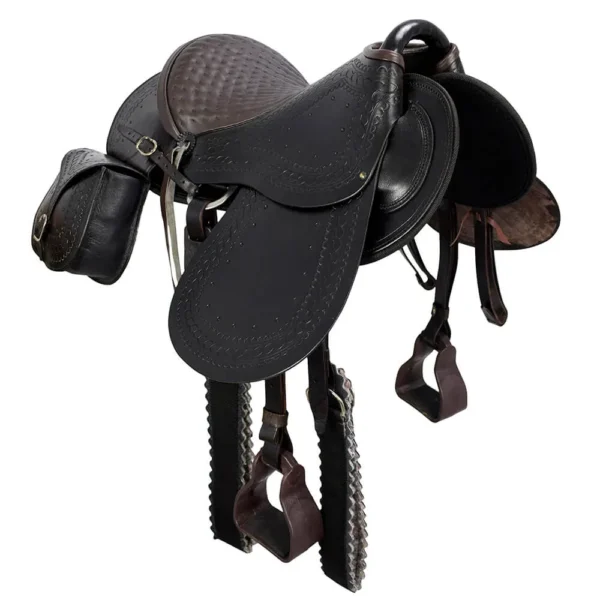 Australian Saddle with Flap and Saddlebag - Brown - Image 3