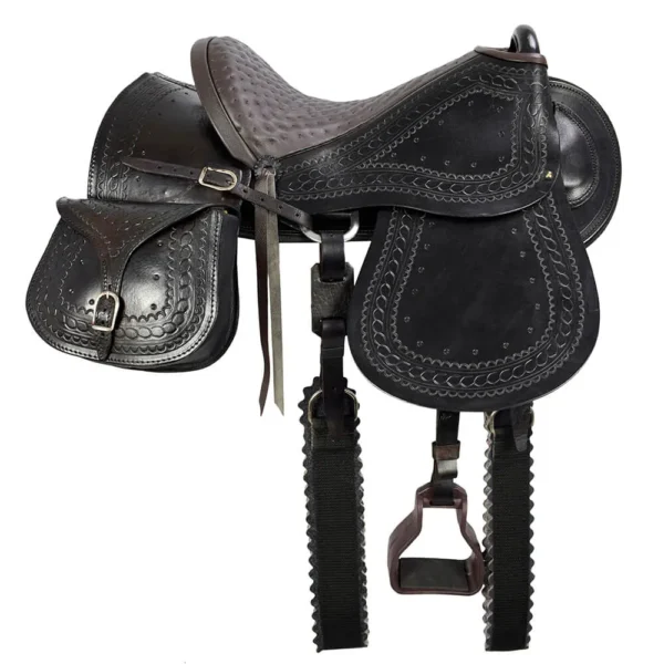 Australian Saddle with Flap and Saddlebag - Brown - Image 2
