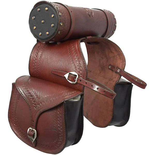 Saddlebag with Bottle Holder - Waxed Leather - Havana