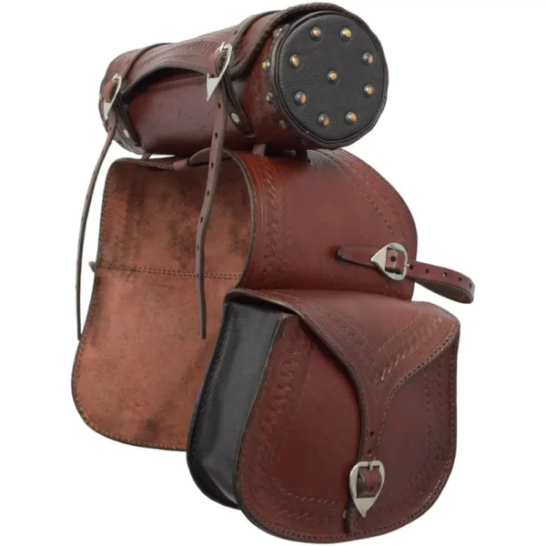 Saddlebag with Bottle Holder - Waxed Leather - Havana - Image 2